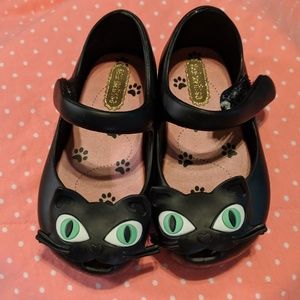 Mini Melissa Black Cat Mary Jane's EUC sz7 toddler